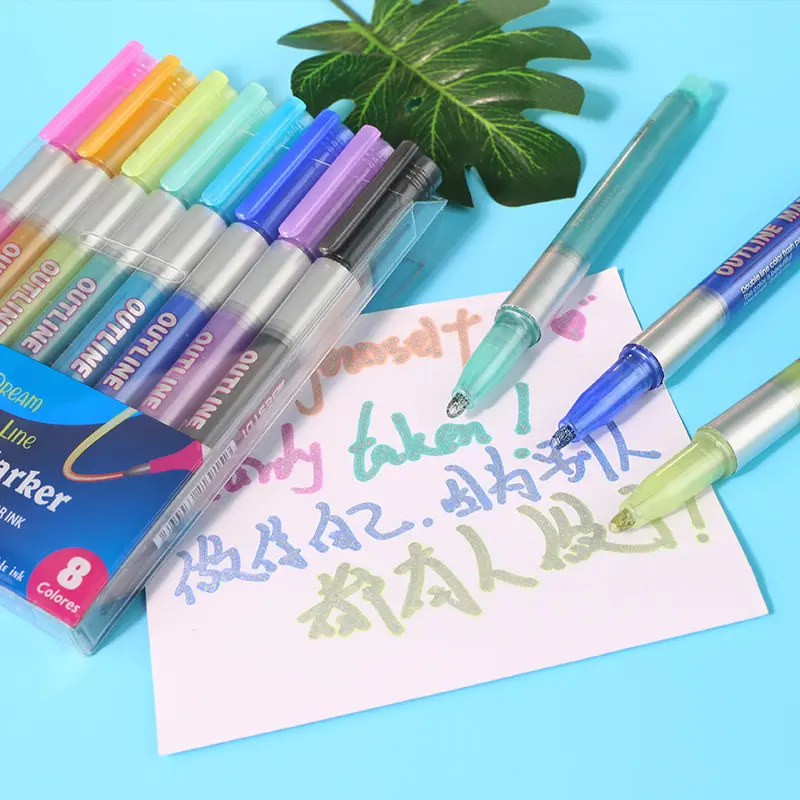 Dubbele Lijn Pen Metallic Graffiti Kleur Contour Marker Tekening Verf Markers School Doodle Art Plakboek Poster Kaart Geschenken Kids