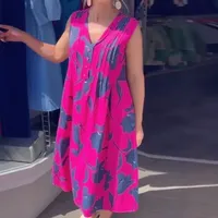 Robe sans manches à col en V, coupe ample, en polyester, pour femme de bureau, style été, disponible en plusieurs couleurs et tailles