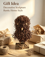 Figurine d'hibou artisanale en brindilles naturelles, statue d'hibou rustique en bois pour la décoration de table ou de ferme