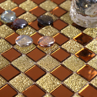 Miroir en mosaïque de verre décoratif de style Art déco populaire, forme carrée, résistant à l'eau, garantie 1 an, installation facile