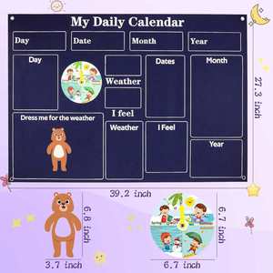 Mon premier calendrier mural en feutre pour la maternelle – Design moderne pour l'accentuation murale de la salle de classe, apprentissage des tout-petits, amovible et facile à déplacer - Product Image 1