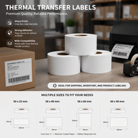 Étiquettes thermiques personnalisées 50x25 58x40 58x60 60x40 80x50, papier semi-brillant, étiquettes adhésives pour codes-barres, étiquettes d'expédition