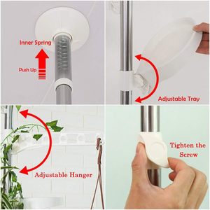 室内植物架花盆展示架可扩展拉力杆浴室转角储物架 - Product Image 6