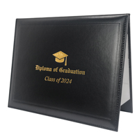 Protège-diplôme en similicuir pour diplôme de fin d'études A4 8,5x11 avec impression dorée et carton intérieur blanc