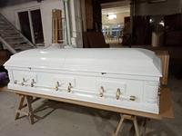 Ataúd de Mdf SA89 con acabado de alto brillo, chapa de roble para funeraria, aaudes