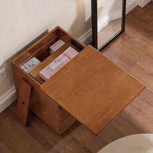 Nachtkastje van massief hout met verborgen opbergruimte, Chinees minimalistisch slaapkameropbergkastje met verborgen vakken - Product Image 4