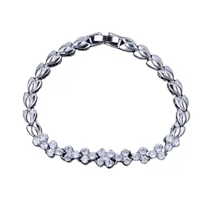 China direct supplier polished CZ micro pave silver plated brass thai bracelet with extender chains for party