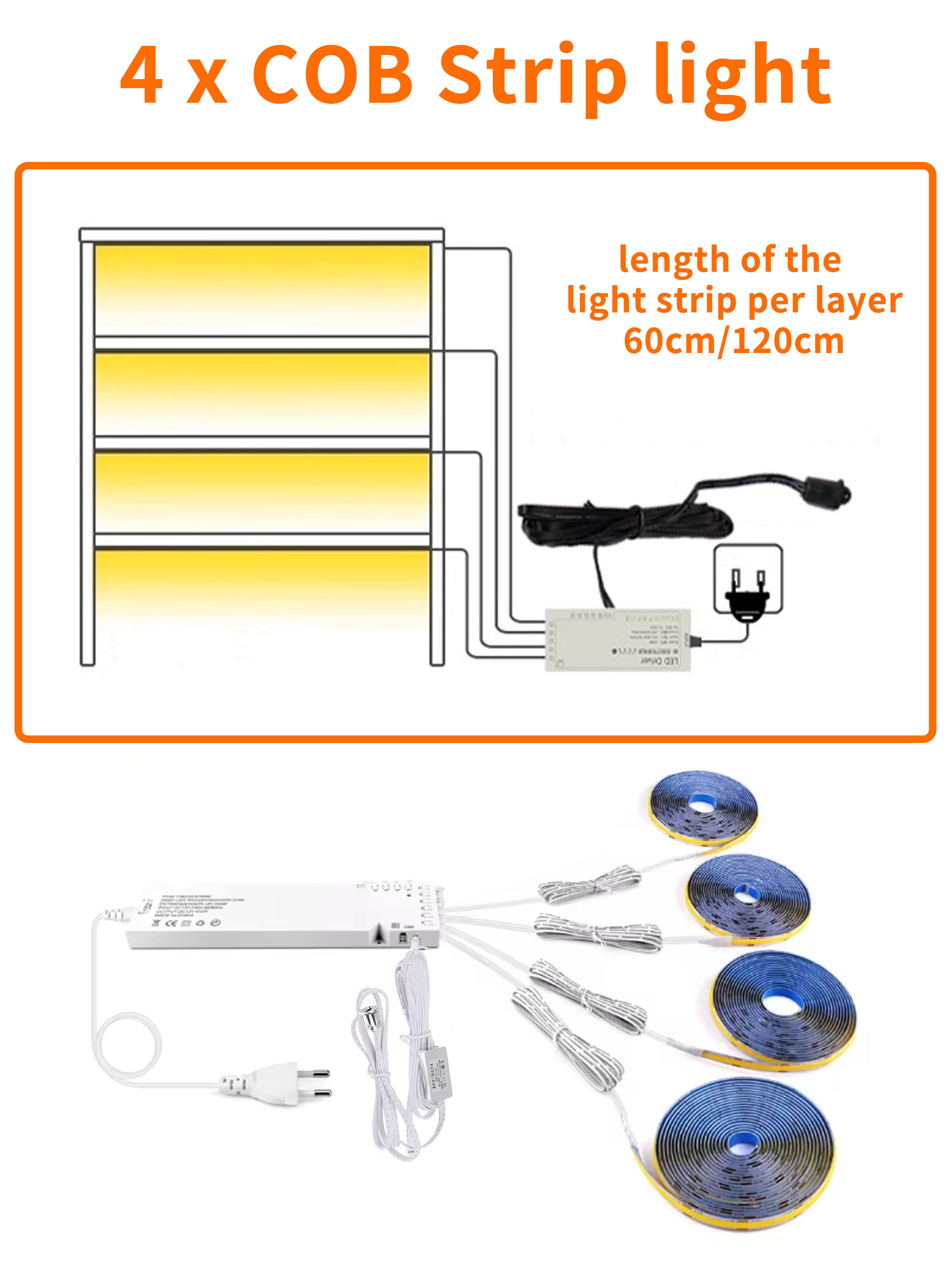 4 bandes lumineuses COB.