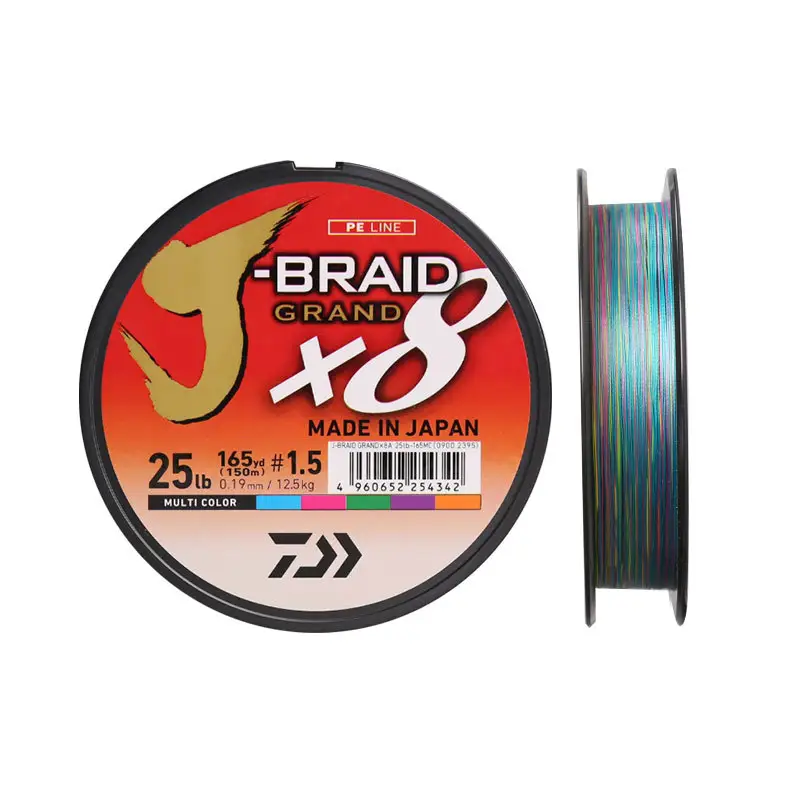 DAIWA J-BRAID GRAND senar pancing, 150M 8 helai kepang PE Line peralatan memancing 10lb/14LB/18LB/20LB/25LB/30lb/60LB buatan Jepang