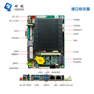 The Yanyu E643M4 industrial control motherboard features <b>DDR4</b> x8/16GB J6412 surface mount technology, supporting 12~24V 3.5-inch - Product Image 2