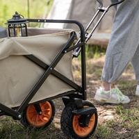 Table pliante ronde en acier au carbone, chariot de transport portable pour camping, accessoires de mobilier d'extérieur, chariot de pique-nique manuel