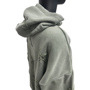 Custom Streetwear Unisex Hip Hop Heavy Weight Long Front Patch Hoodie Pullover for Women - Product Image 6
