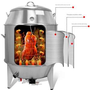Four à canard transparent double combustible de 80 cm, rôtissoire commerciale au gaz et au charbon de bois pour canard, <span class=keywords><strong>char</strong></span> siu, côtes de porc - Product Image 1