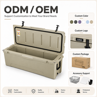 Boîte de rangement pour poissons de grande capacité 190L, rotomoulée, avec roues, bac isotherme en LLDPE pour la pêche en mer et le transport de fruits de mer
