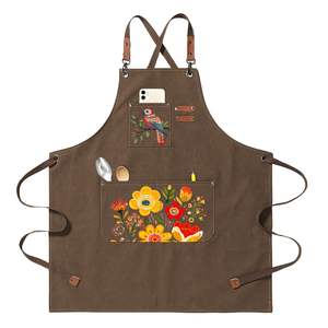 Custom image Unisex Cross Back Canvas <b>Apron</b> Pockets Cotton Leather Sleeveless <b>Waist</b> Bib for for Restaurants Cooking Cleaning Painting Chefs - Product Image 4