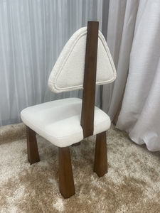 Silla de Comedor Moderna para Hotel, Cafetería, Restaurante, con Patas de Madera y Asiento de Tela Blanca - Product Image 4