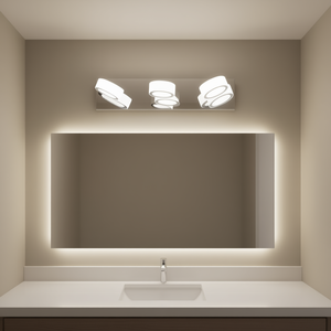 Luminaire de miroir de salle de bain moderne à LED, 21 pouces, base chromée, lentilles en acrylique blanc, rotation à 360 degrés - Product Image 2