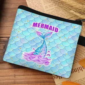 <span class=keywords><strong>Portamonete</strong></span> Casual a Forma di Sirena per Bambini, Chiusura con Cerniera, 5x4 Pollici, Borsa Portaoggetti in Poliestere con Design Cartone Animato 2D - Product Image 5