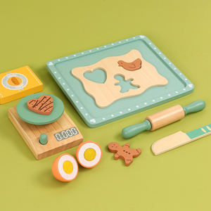Jouets de cuisine en bois multifonctionnels et interactifs pour enfants : Biscuits de dessin animé en gros pour jeux de simulation de cuisson éducatifs - Product Image 2