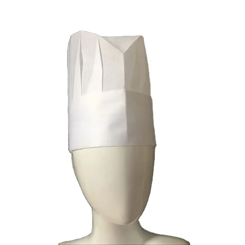 Mode jetable papier fourrage blanc chapeau de chef personnalisé plat cuisine réglable unisexe papier de cuisson casquette de chef pour restaurant