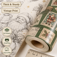 Papier cadeau de Noël classique vintage - Illustrations et motifs rétro, papier d'emballage épais et robuste
