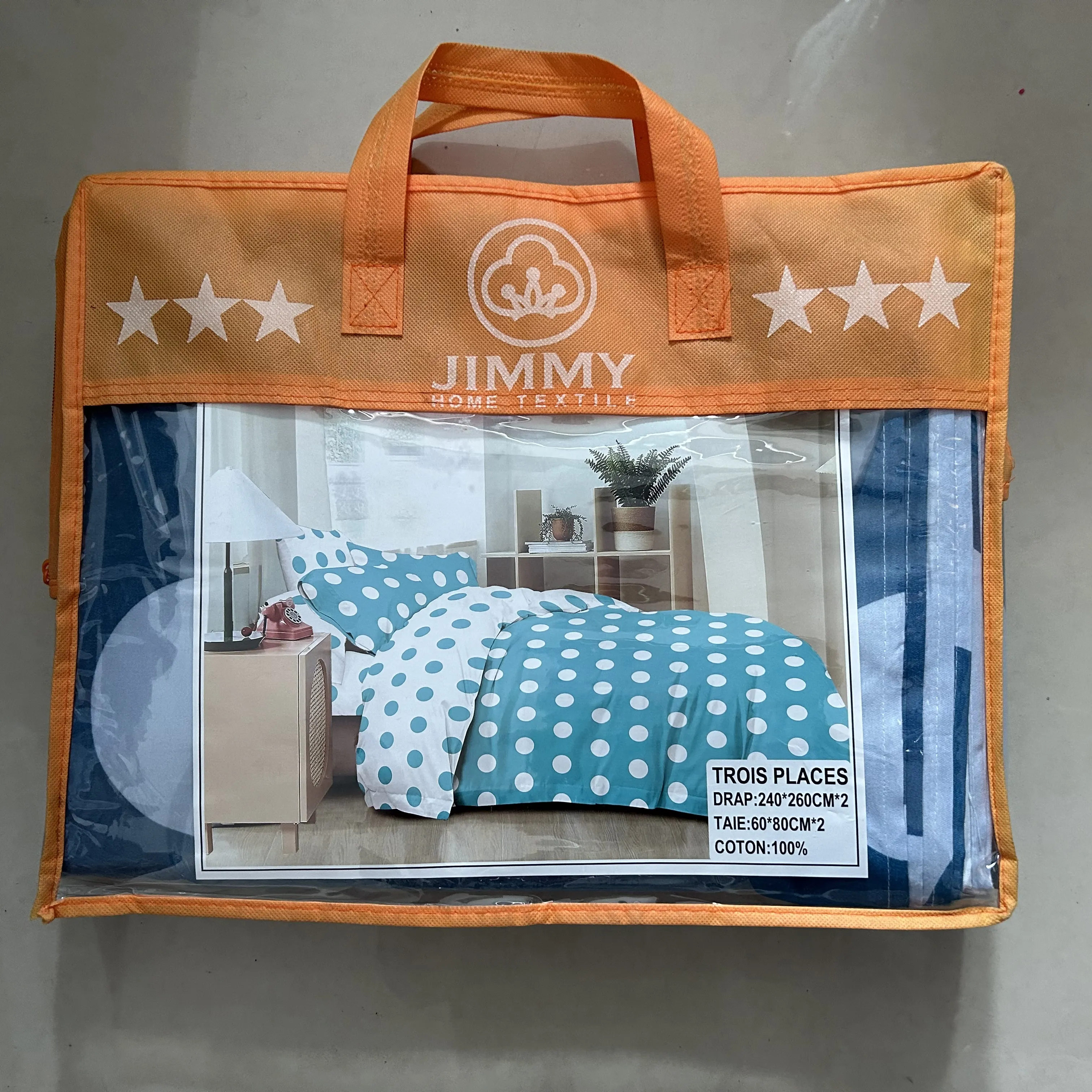 Jimmy Factory drap de lit 4 pièces 3 places drap plat de bonne qualité avec taies d'oreiller roi taille 100% coton ensemble de draps