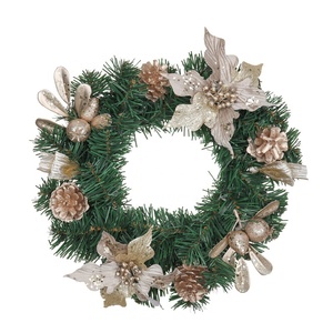 <span class=keywords><strong>Couronne</strong></span> <span class=keywords><strong>de</strong></span> Noël en rotin tressé EAGLEGIFTS avec fleurs artificielles en plastique et bougie - Product Image 4