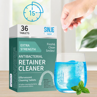 Comprimés effervescents nettoyants pour appareils dentaires, saveur menthe, pour le nettoyage des prothèses, l'élimination des taches et la rafraîchissement des dents (formule sans résidus)