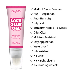 Pegamento de encaje resistente al agua sin perfume para pelucas, gel de fijación fuerte, pegamento de encaje transparente de silicona, 30ml - Product Image 3