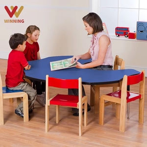 Mesa y Silla de Madera Contrachapada de Abedul Montessori, Juego de Muebles Infantiles para Guardería, Escritorio de Aprendizaje para Preescolar y Jardín de Niños - Product Image 1