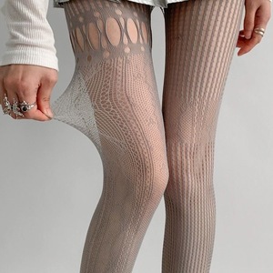 Lace Stockings Ultra Thin 0D Sheer Hollow Out <b>Fishnet</b> Pantyhose Women's Four Seasons Gray Black White Brown Purple Large Mesh - Product Image 2