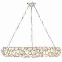 Lustre Palla Coastal en coquille de capiz naturelle et cristal facetté, lampe suspendue inclinée pour table à manger, salon, hôtel