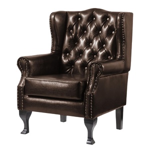 <span class=keywords><strong>Fauteuil</strong></span> avec dossier en cuir PU Antique pour salon, ouvert à boutons, style Antique - Product Image 1
