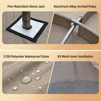 Tente tunnel professionnelle 4 saisons, avec ouverture pour cheminée, extensible, imperméable, ignifuge, double couche, une pièce, un hall, jupe de protection contre la neige