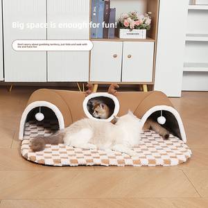 Cama para gatos cerrada multifuncional de lujo, escondite cálido para gatitos de 4 estaciones con sensación de seguridad de túnel, espacio privado para gatitos - Product Image 3