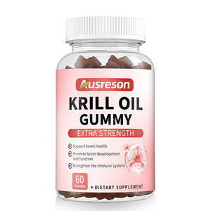 Ausreson OEM Halal Epa Antarctic Krill <span class=keywords><strong>Oil</strong></span> Gel Candy Precios Suplemento para la Salud del Corazón Caramelos de Gel de Aceite de Krill Omega 3 Gomitas de Aceite de Krill - Product Image 1