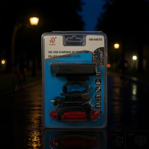 Set di luci per bicicletta HaiBo con ricarica USB, anteriori e posteriori, con cavo - Product Image 2