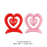 Ballon en aluminium en forme de cœur creux rose et rouge pour la Saint-Valentin, décoration de fête, proposition de mariage, décoration festive