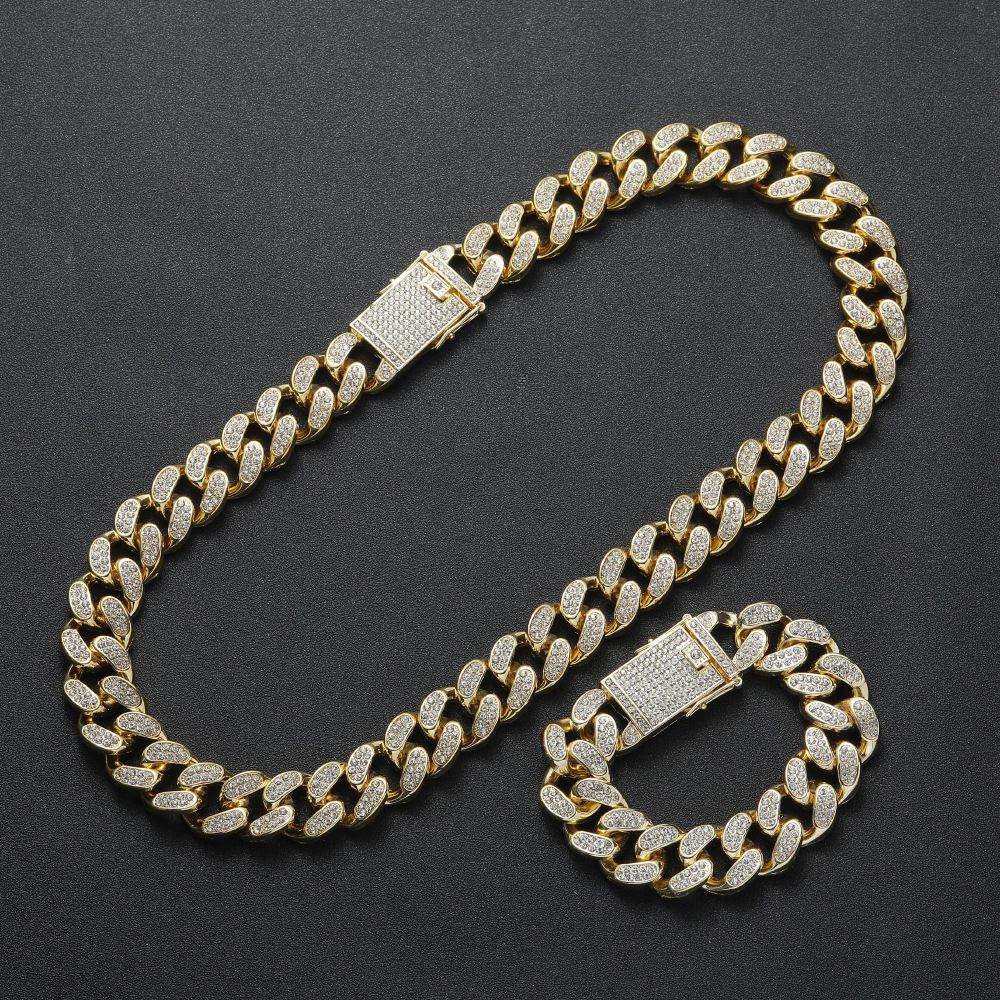 値下げ⭐︎レナード　ホットかっさ RQ Hip Hop 20mm Thick Cuban Link Chain - Iced Out Mens Jewelry