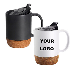 Tazza in Ceramica Ecologica con Logo Personalizzato, Base in Sughero e Coperchio Scorrevole, Mantiene le Bevande Calde/Fredde, 13oz 375ml per Caffè, Tè, Birra, Latte - Product Image 3