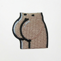 Patch thermocollant brodé en appliqué, motif dessin animé amusant avec fesses volumineuses, noir et marron, écologique, haute définition, pour badges personnalisés et casquettes d'identité