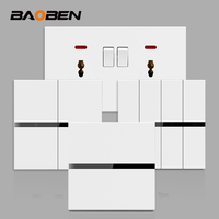 BAOBEN Prise de courant USB C 18W à charge rapide, prise électrique 13A avec interrupteur lumineux gris