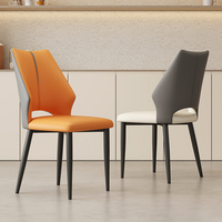 Chaise de salle à manger moderne et créative pour la maison et le bureau, en cuir, design artistique avec dos en métal, pour villa, table à thé, tabouret ou hôtel à usage spécial