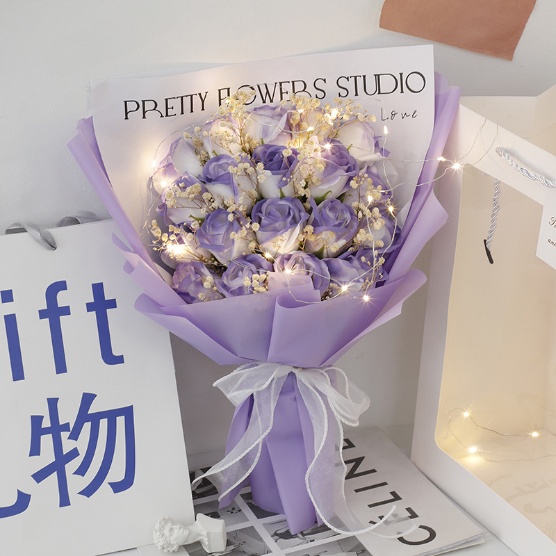 Ciel étoilé + 19 roses [violet lilas] sac cadeau avec lumière
