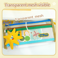 Nouvelle trousse de papeterie transparente contrastée à motif de dessin animé, trousse à crayons double couche, grande valeur esthétique, grande capacité