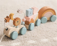 Enfants en bois début éducatif chariot lion animaux tirer bloc Train tirer corde voiture mains sur le cerveau jouets