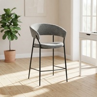 Chaise de salle à manger moderne en velours gris clair, hauteur réglable, pour la maison, le bureau et la salle de bain (DC-5080)
