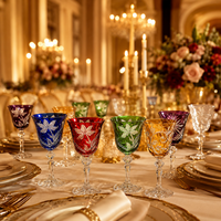 Verres à pinte en cristal coloré soufflé à la main, motif floral gravé, capacité 401-500 ml, lot de 2, sur pied de luxe, pour mariage, bar, banquet