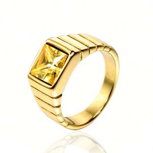 Stainless Steel <b>Ring</b> in Signet <b>Ring</b> Style with Sapphire Option Black Finish Geometric Bezel Modern <b>Statement</b> Look for Men - Product Image 2