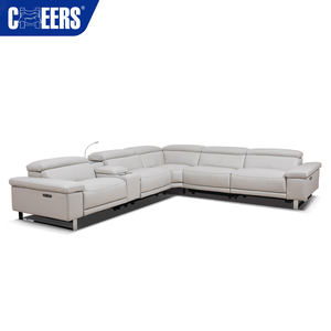 MANWAH CHEERS-Sofá eléctrico reclinable de cuero genuino con salida de CA y luz de lectura para sofás de sala de estar - Product Image 4